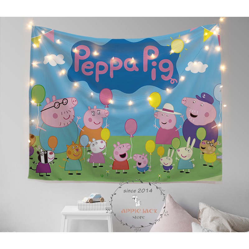 [ĐẸP - SẴN] Tranh vải Peppa Pig siêu yêu - (TẶNG kèm 01 bộ móc treo 10k)