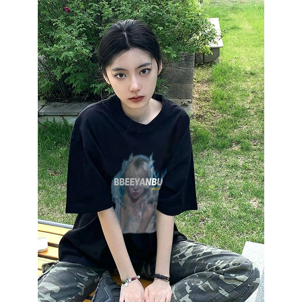 SELVZE Áo Thun cotton Tay Ngắn In Hình Cá Tính Phong Cách hip hop