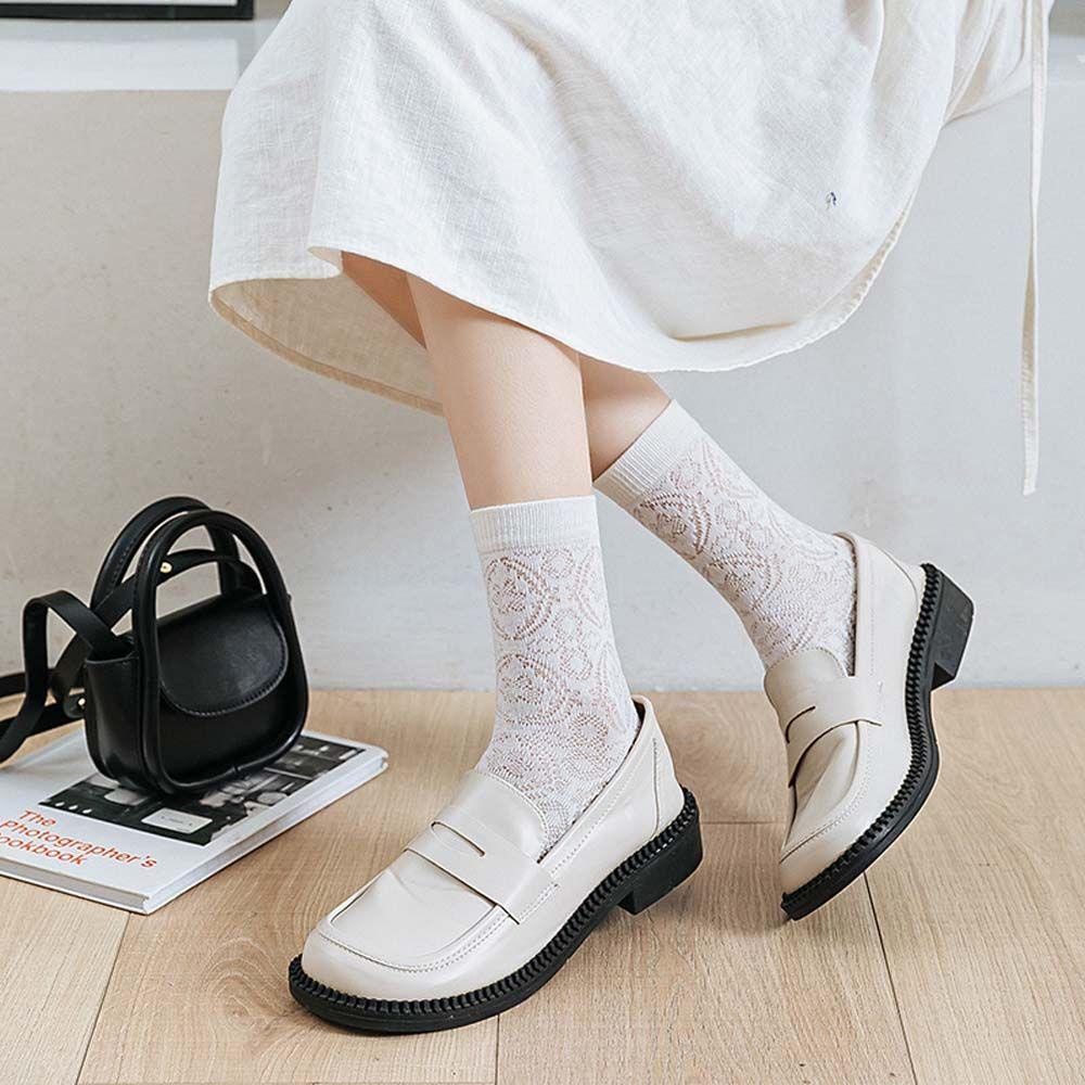 Vớ Cotton Cổ Trung Thoáng Khí Màu Sắc Ngọt Ngào Thời Trang Xuân Hè Cho Nữ VANES1