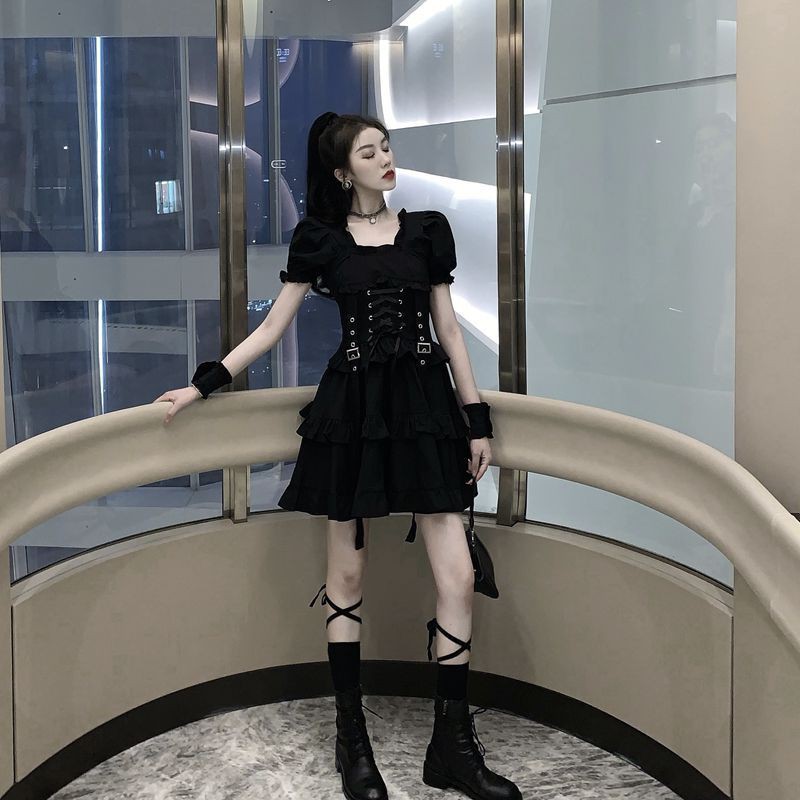 [Có Ảnh Thật - Order Hàng Loại 1] (L2) Váy đầm Gothic Lolita đan nơ ôm dáng phong cách Hàn Quốc loại đẹp