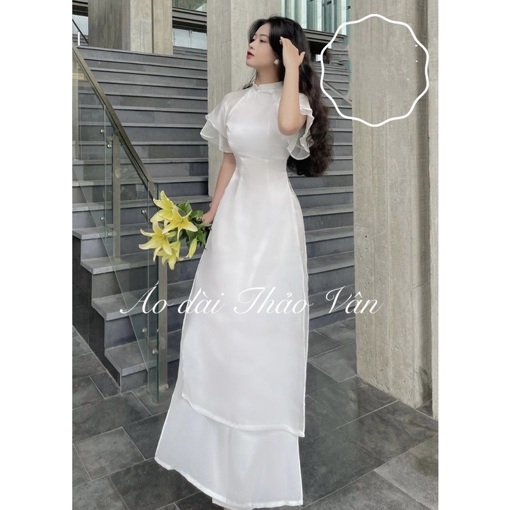 Áo dài cách tân thiết kế tay cánh tiên ba màu siêu hot-AV012
