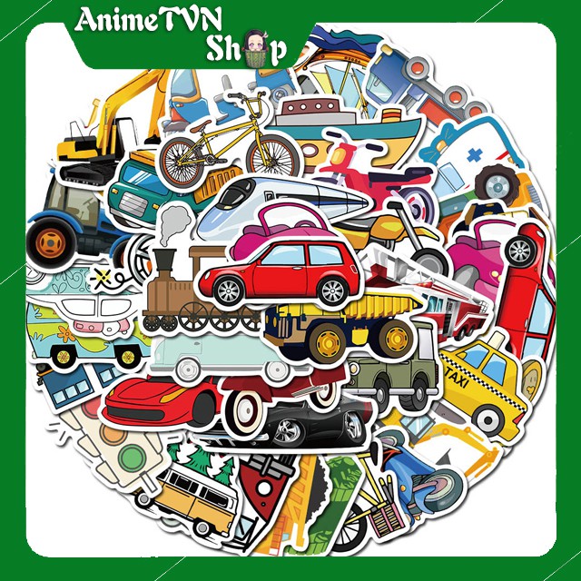 Miếng dán Sticker Phương tiện giao thông trọn bộ 100 hình - In rõ ràng sắc nét khó tróc
