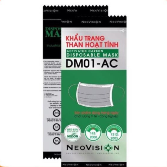 Khẩu trang y tế than hoạt tính DM01-AC 4 lớp (túi 1c) 100128