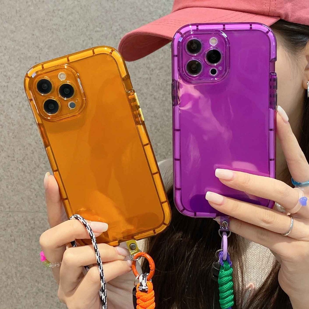 Ốp Điện Thoại Trong Suốt Dạ Quang Có Dây Đeo Cho iPhone 13ProMax 11 13 12 12Pro 11Promax XSMAX
