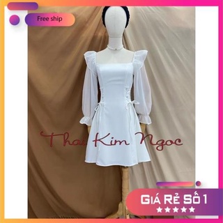 [ HÀNG THIẾT KẾ- CỰC VIP] Đầm trễ vai dài tay đan eo