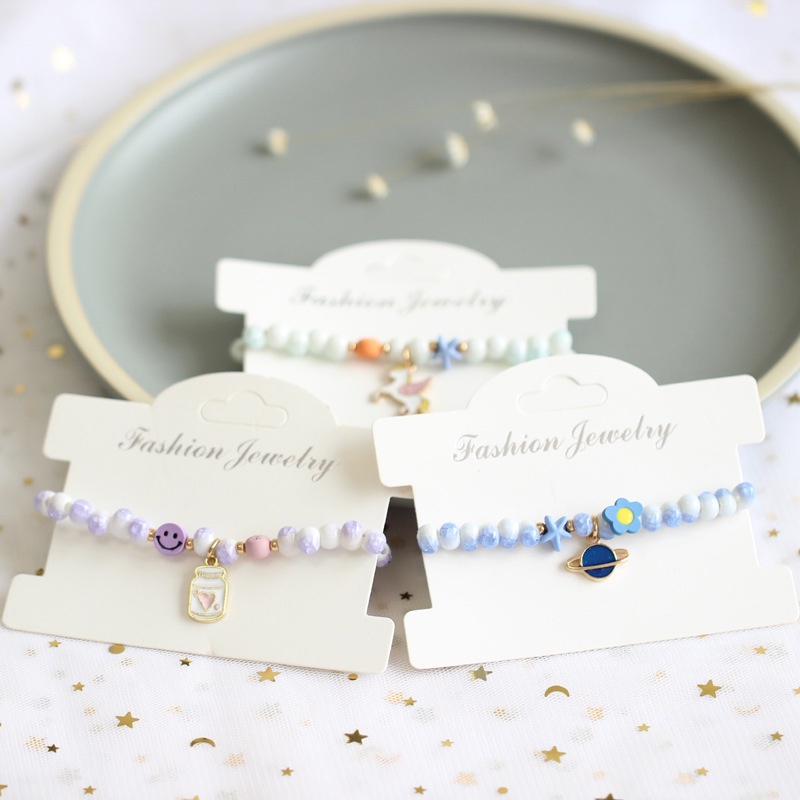 Vòng Tay Chuỗi Hạt Sứ Phối Mặt Hình Thỏ/Ngôi Sao/Kỳ Lân Thời Trang Mùa Hè Cho Nữ