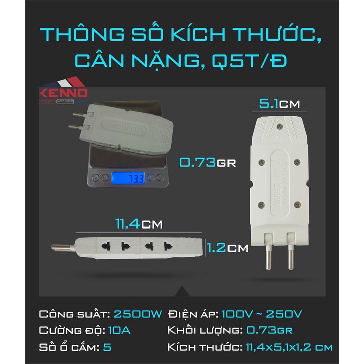 Phích cắm điện thông minh Q3 chia 1 ra 3 ra 5