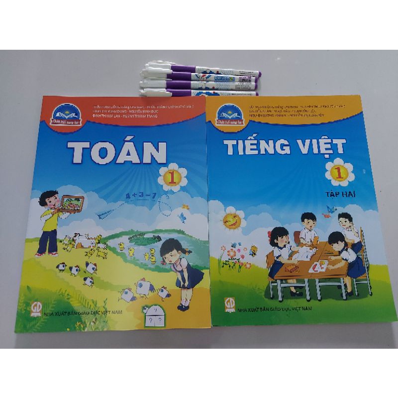 Combo LỚP 1 TẬP 1, TẬP 2 SGK Toán/Tiếng Việt Chân Trời sáng tạo như hình kèm 4 cây bút