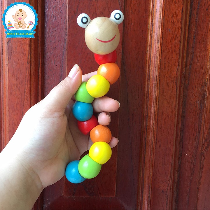 Đồ chơi con sâu gỗ cho bé rèn luyện đôi tay khéo léo, đồ chơi gỗ Montessori RAMBO TOYS _ Sâu