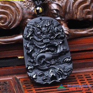 Mặt dây chuyền Rồng phong thủy đá TA. đen