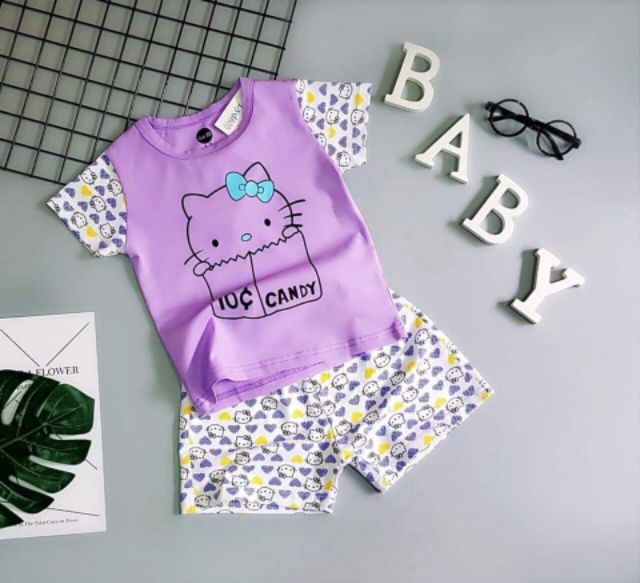 Bộ cotton Kitty bé gái Lydo BB size 3-10