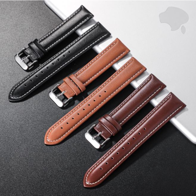 [DA TỐT] Dây đồng hồ da bò THẬT 18 20 22 mm cho đồng hồ samsung active fit 2 3 casio orient tissot seiko dw longines ck