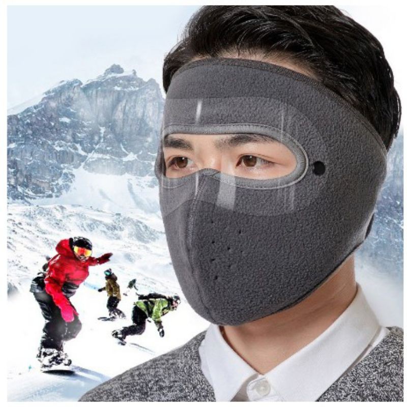 Khẩu trang vải ninja lót nỉ kèm kính chắn gió mưa bụi tiện lợi, chống giọt bắn