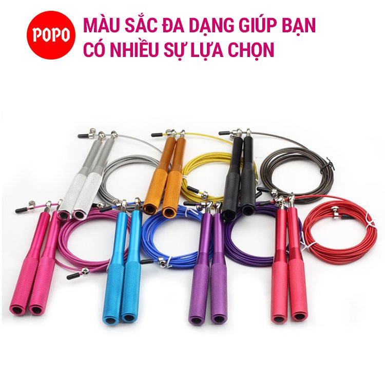 Dây nhảy dây giảm cân POPO TS15 lõi dây thép sợi bọc nhựa PVC, tay nắm hợp kim thép nhôm nhỏ gọn bền bỉ