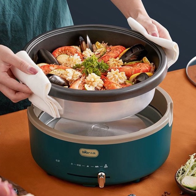 Nồi Lẩu 2 Ngăn Bear Dung Tích 6L Công Suất 1500W, Nồi Lẩu Uyên Ương Đa Năng 2 Trong 1