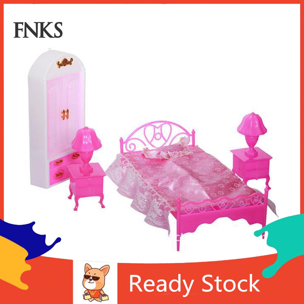 Set 4 Đèn Bàn / Giường Ngủ / Tủ Quần Áo Cho Nhà Búp Bê