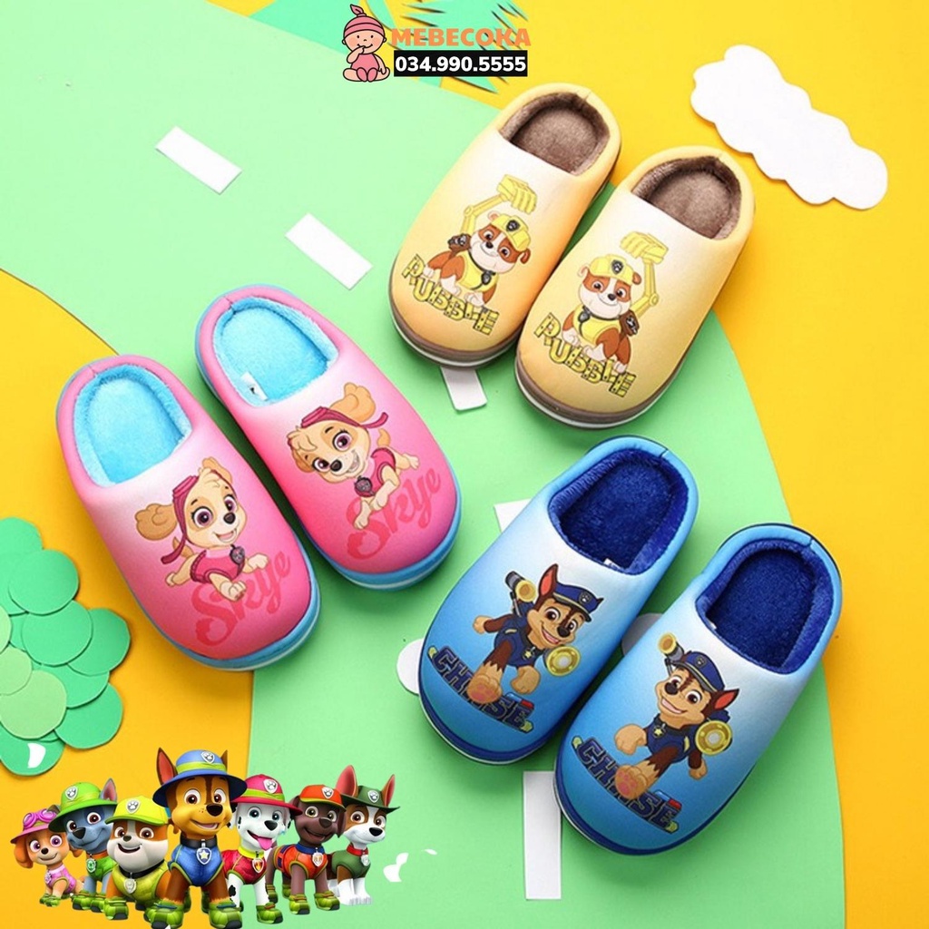 Dép bông trẻ em, dép đi trong nhà CAO CẤP hoạ tiết đội chó cứu hộ Pawpatrol SIÊU CUTE BÉ TRAI BÉ GÁI