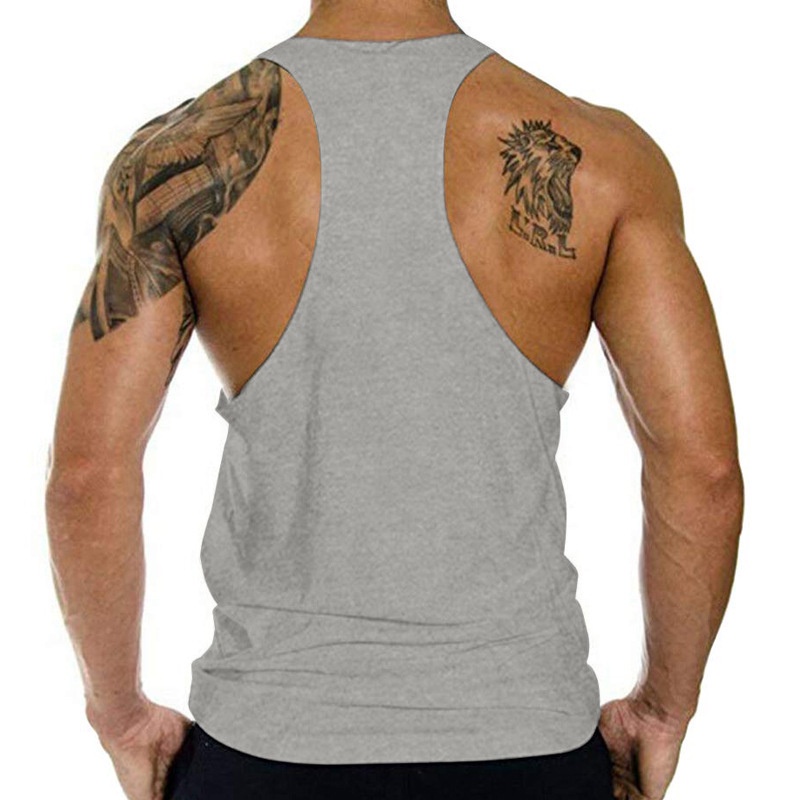 [GYMen]  Áo Sát Nách Vải Cotton Nguyên Chất Nhanh Khô Thoáng Khí In Họa Tiết Kiểu Âu Mỹ Thời Trang Mùa Hè Cho Nam