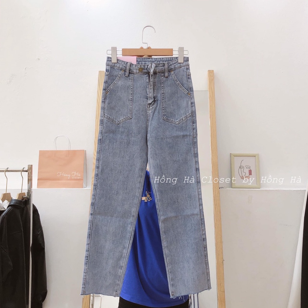 Quần jeans cạp cao ống đứng - mã 3529 hàng QC