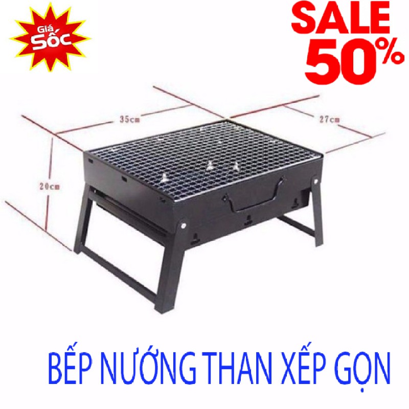 Bếp Nuớng Than Hoa Vuông Ngoài Trời Inox Không Khói Có Thể Gấp Gọn