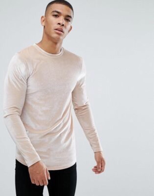 Áo thun nhung cổ tròn body