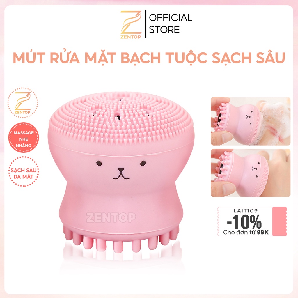 Bông rửa mặt bạch tuộc phong cách Hàn Quốc cọ silicone rửa mặt làm sạch lỗ chân lông ZENTO