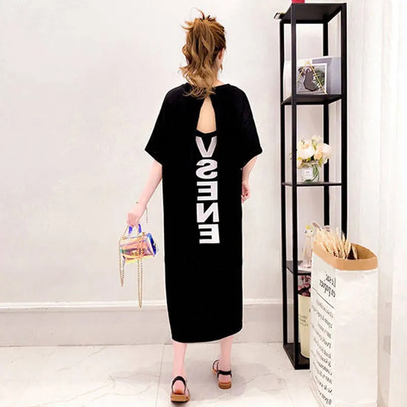 Đầm Ngủ Tay Ngắn Cổ Tròn Dáng Rộng Phong Cách Hàn Quốc Gợi Cảm Cho Người Quá Khổ 45-100KG C8340