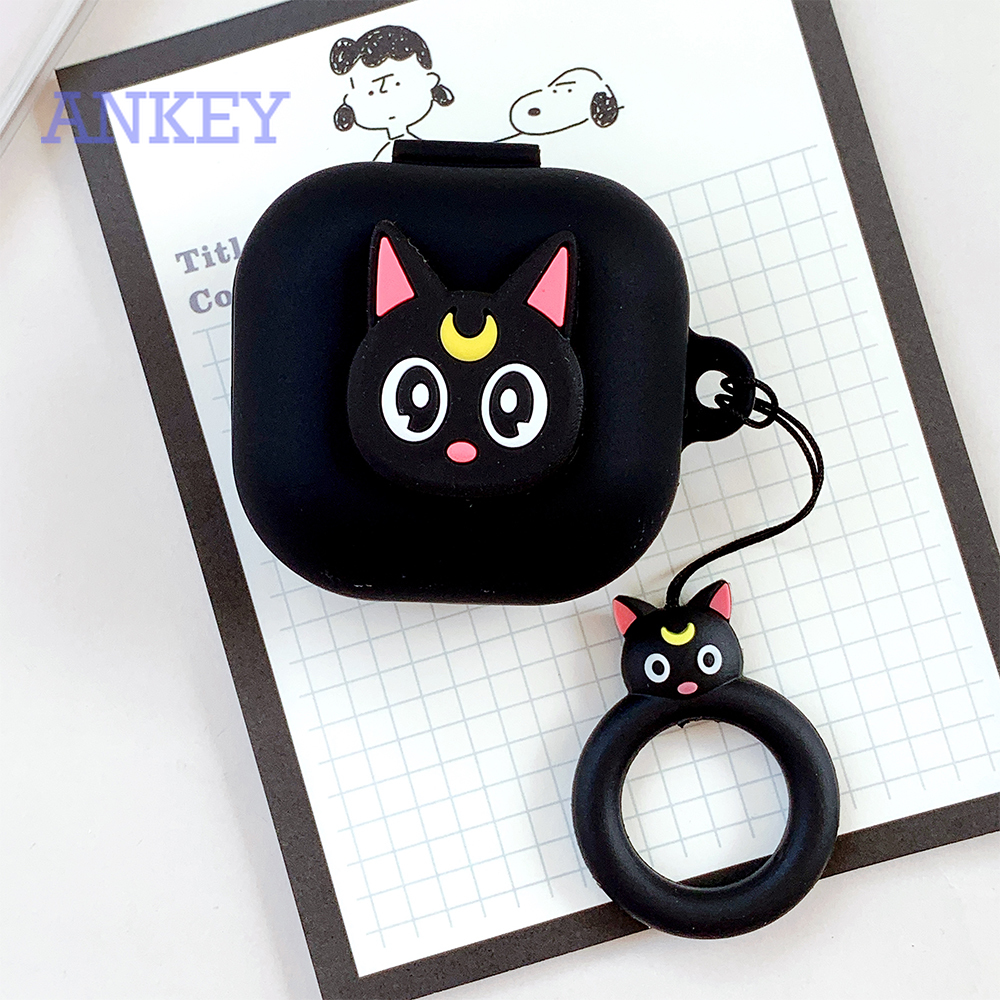 Samsung Galaxy Buds Live / Buds Pro / Buds 2 Case 2020 Vỏ Bảo Vệ Hộp Đựng Tai Nghe Hình Mèo Thủy Thủ Mặt Trăng Đáng Yêu Có Móc Treo Chống Sốc Chống Nước