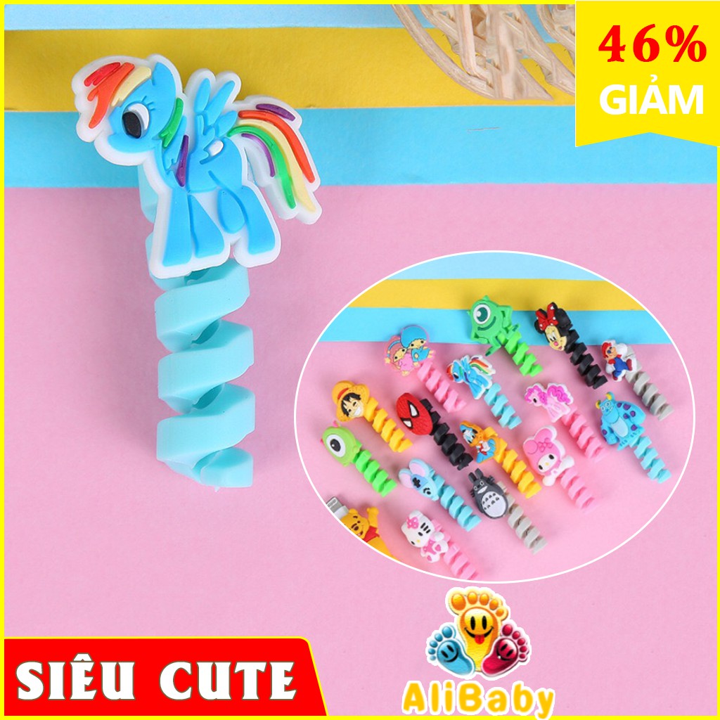 🔥TÍNH NĂNG CỰC ĐỈNH ❤️Dây Xoắn Ốc Bảo Vệ Cáp Sạc Tai Nghe Hình Hoạt Hình Đáng Yêu E191