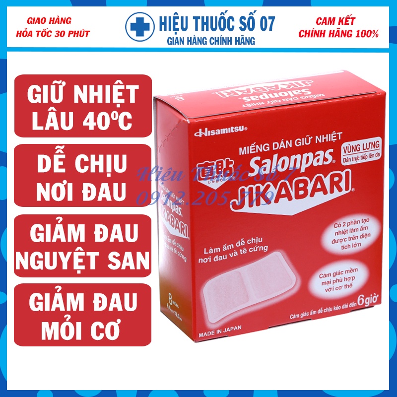 Combo 8 miếng dán giữ nhiệt giảm đau bụng kinh Salonpas JIKABARI(Hàng chính hãng)