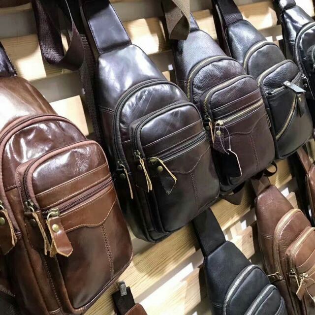 Balo đeo chéo 1 dây da thật 100%