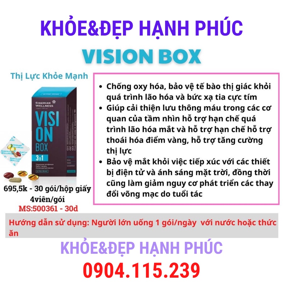 Thực phẩm bảo vệ sức khỏe Vision Box – 30 túi/hộp – 4 viên/túi