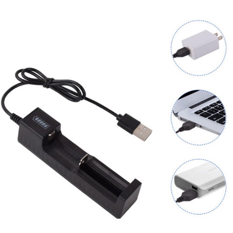 Bộ sạc nhanh pin 18650 14500 16340 USB thông minh 1 ngăn