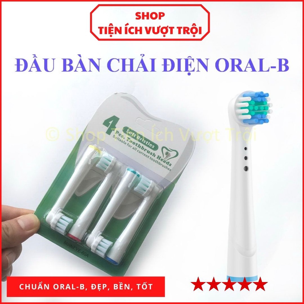 Bộ 4 đầu bàn chải răng dùng cho máy Oral-B Braun, bàn chải điện thay thế YE-Tiện Ích Vượt Trội