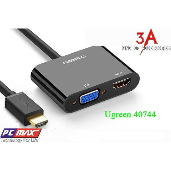 HDMI to VGA + Audio , HDMI có nguồn phụ Ugreen 40744 - Hàng Chính Hãng