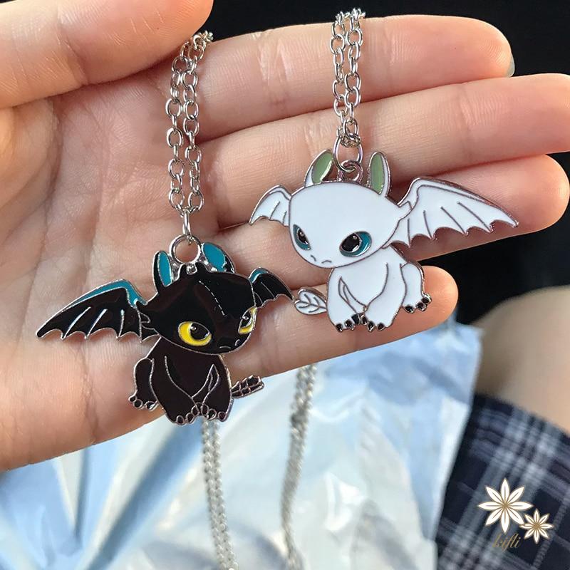 【Kifli.vn】 Vòng cổ Cặp Đôi Hình Rồng Bay Màu Trắng Đen