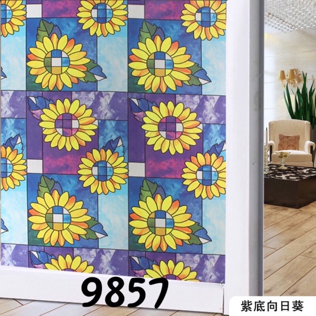 Decal dán kính, giấy dán kính mờ hình hoa hướng dương khổ 90cm (25k/1mét)