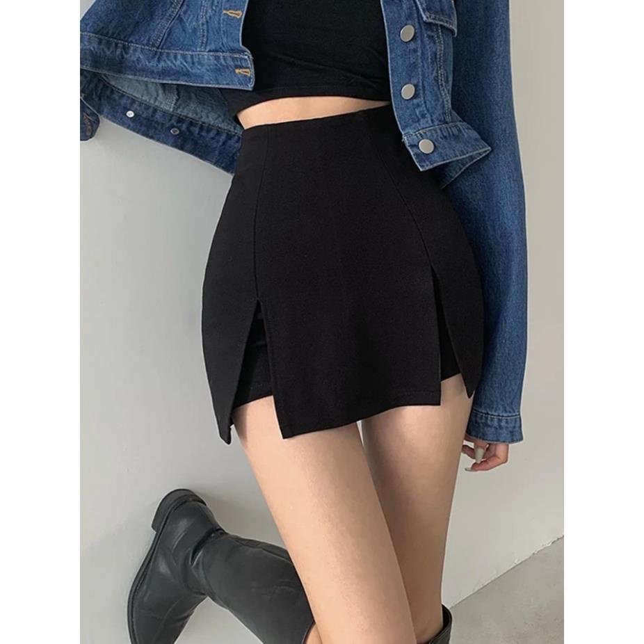 Chân váy ngắn quần Short giả váy cạp cao  xẻ tà 2 bên V264(có ảnh thật)