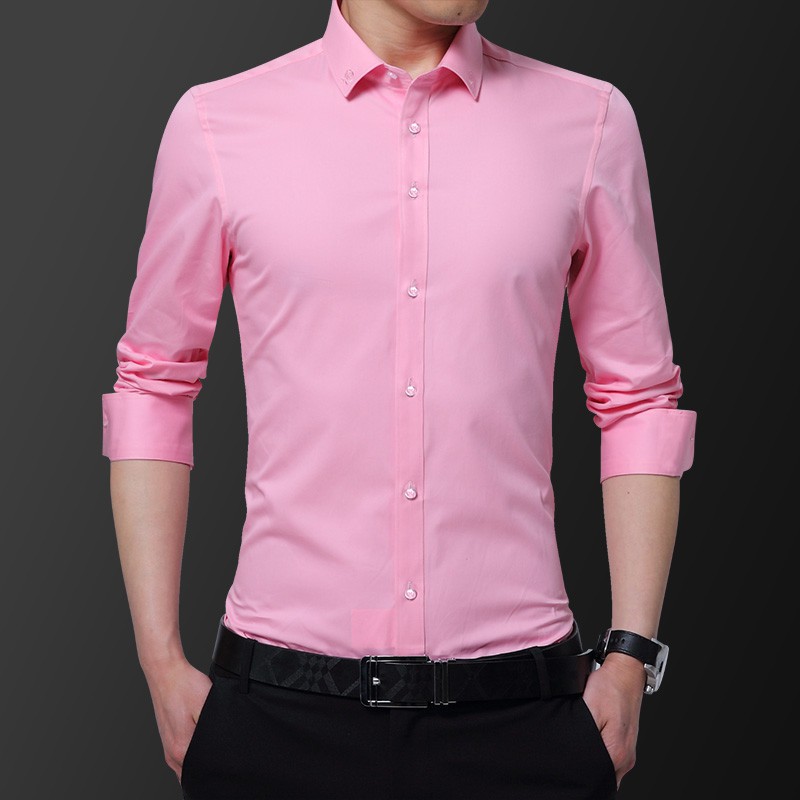 Áo Sơ Mi Nam Dài Tay Cổ Thêu Hoa Hồng Thời Trang 4 Màu Tùy Chọn Size M-5xl