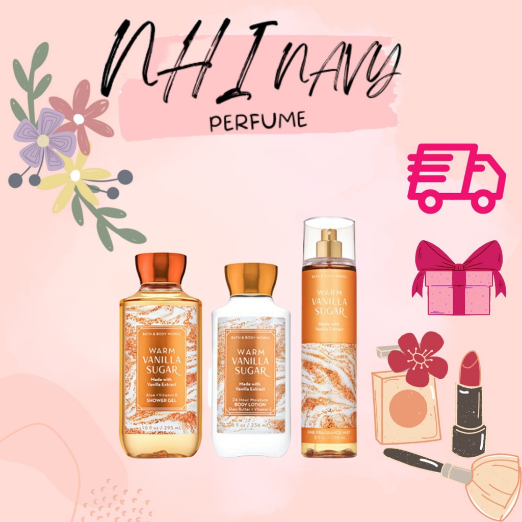 Sản Phẩm Tắm Dưỡng Xịt Thơm Toàn Thân Lưu Hương Mịn Da Bath & Body Works - Warm Vanilla Sugar