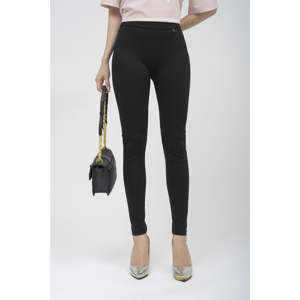 Quần legging dáng dài gen bụng tôn dáng không cắn chỉ , cạp chun trang trí dây dệt kẻ FIONA C322276