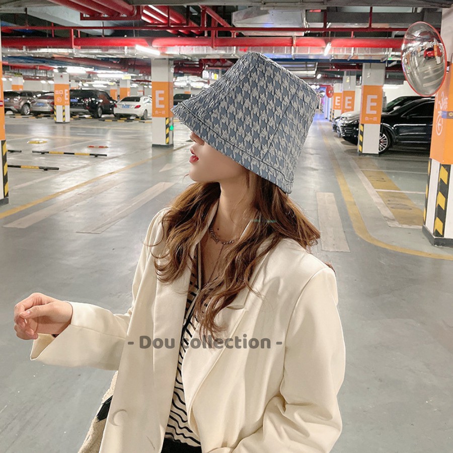 [Nowship2h] Mũ Nón Bucket Họa Tiết HOUNDSTOOTH Thời Trang Thu Đông - Mã NV027