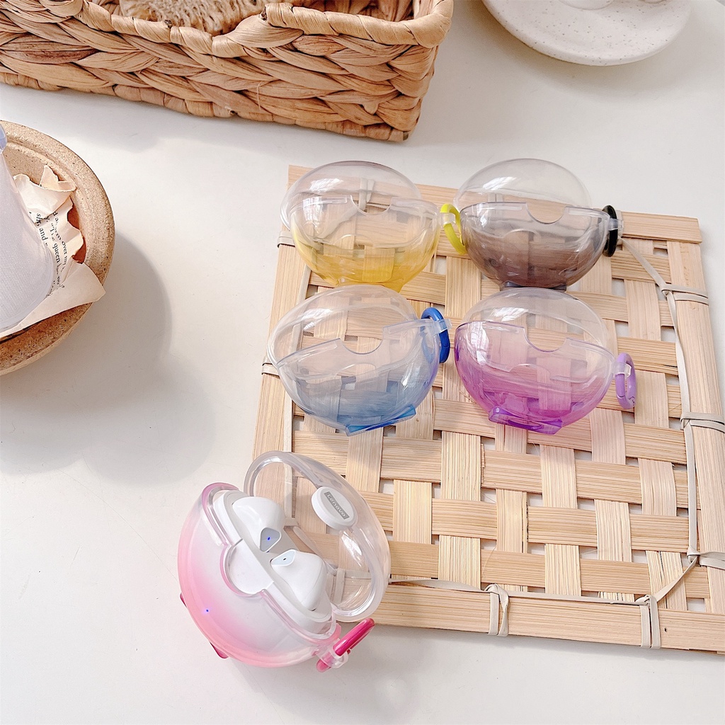 Vỏ Bảo Vệ Hộp Sạc Tai Nghe Không Dây Lenovo LP80 TWS Bằng Silicon TPU Mềm Trong Suốt Chống Sốc Chống Rơi Kèm Móc Treo