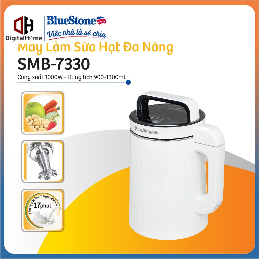 Máy Làm Sữa Hạt Đa Năng BlueStone SMB 7330/7329 , Công Suất 1000W, Dung tích 1,3 Lít, Bảo Hành Chính Hãng 2 Năm