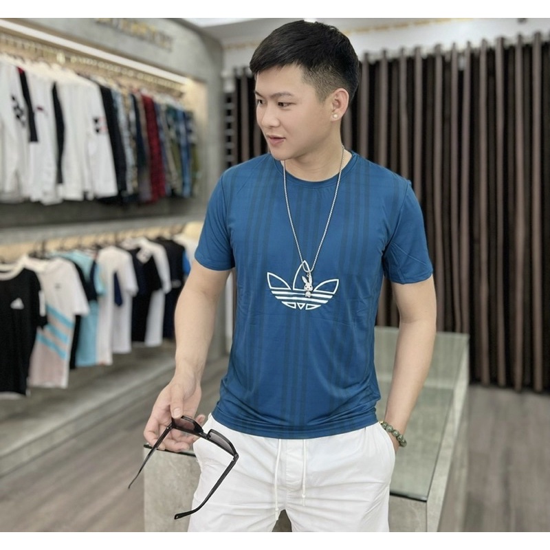 Áo thun thời trang thể thao cotton co dãn có hoạ tiết, Áo phông cổ tròn phong cách nam tính btshop từ 45 đến 75 kg