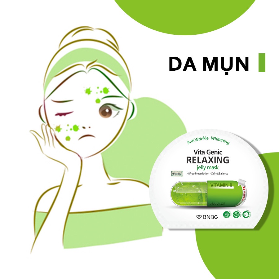 Hộp 10 gói Mặt nạ giấy dưỡng da trắng sáng và làm đều màu da BNBG Vita Genic Whitening Jelly Mask