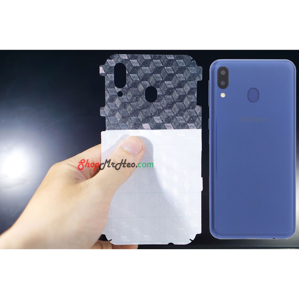 Dán Mặt Sau Lưng Vân 3D Samsung M20 - Carbon, Hình hộp, Nhám