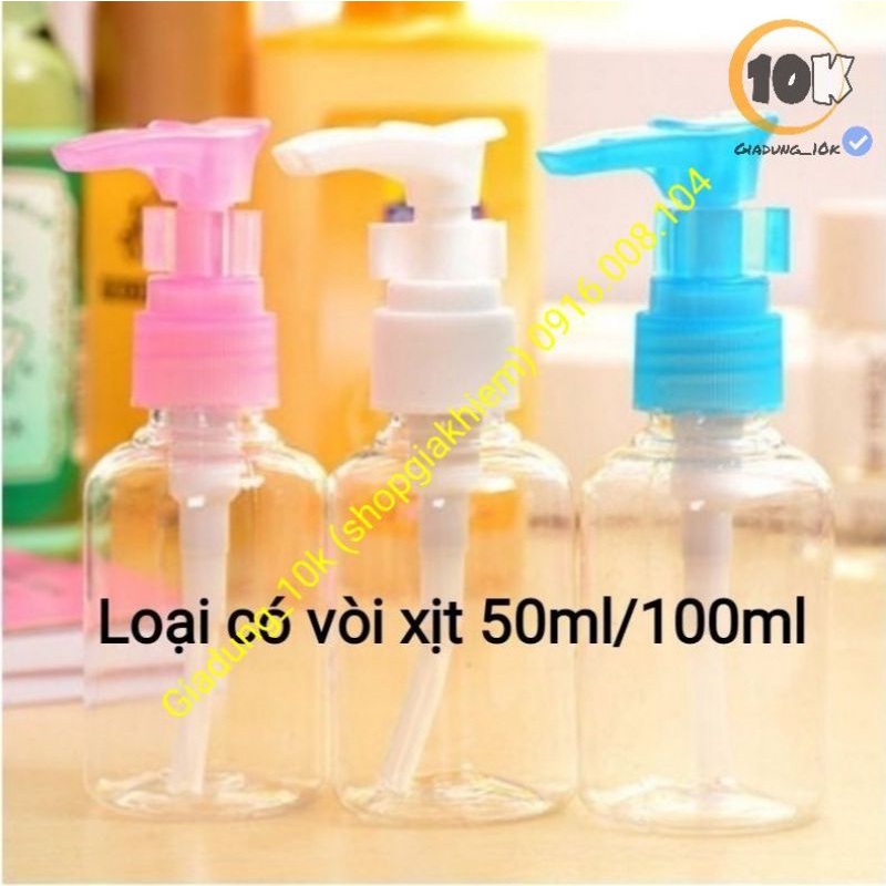 Bình xịt/chiết đựng mỹ phẩm, hóa chất 10ml/20ml/30ml/50ml/75ml/100ml (z14)