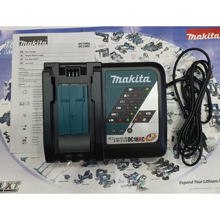 Bộ sạc nhanh đơn makita dc18rc. 14.4v - 18v. hàng mới 100%. điện zin 220v.