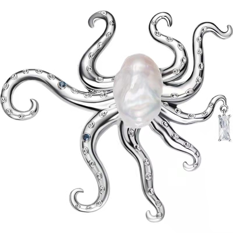 Khuyên Tai Hình Bạch Tuộc Đính Ngọc Trai Thời Trang